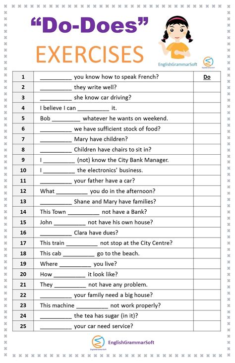 Do Does Exercises Worksheet With Answers Englishgrammarsoft E