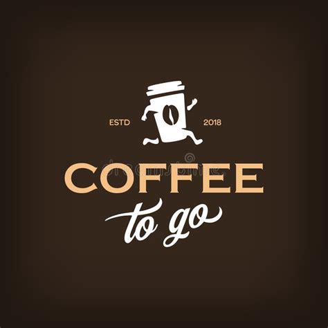 Coffee To Go Logotype Template Take Away Coffee Emblem Vector Vintage