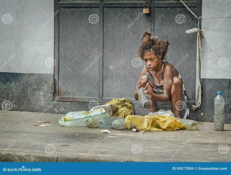 A Homeless Woman On The Street Editorial Stock Image Image Of Negro Narcotist