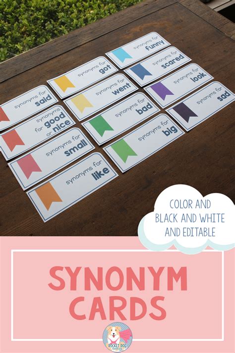 Editable Synonym Cards for Writing : Demonstrate the Relationship Between Words | Synonym cards ...
