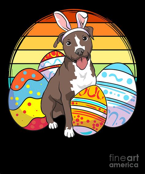 Happy Easter Pitbull Easter Eggs Digital Art By Tenshirt Pixels