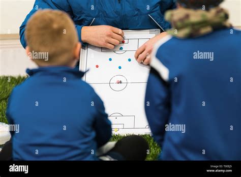 Football Coach Coaching Kids Young Soccer Players Listening Coaches