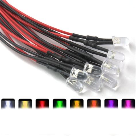 12v Flashing Pre Wired Leds 3mm5mm10mm Various Colours Lamp Wired Led 9v 12v Ebay