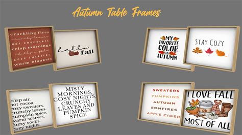 Autumn Table Frames Sunkissedlilacs Sims 4 Cc