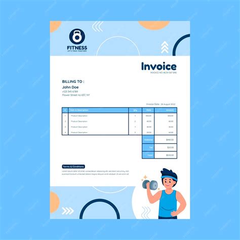 Free Vector Flat Gym Invoice Template