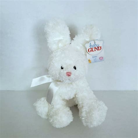 Baby Gund Plush Rabbit Lovey Binko Washable Toy Satin Ears Bow Easter