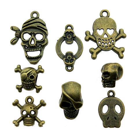 10pcs Skull Charms Pendant Antique Bronze Color Skull Pendants Jewelry