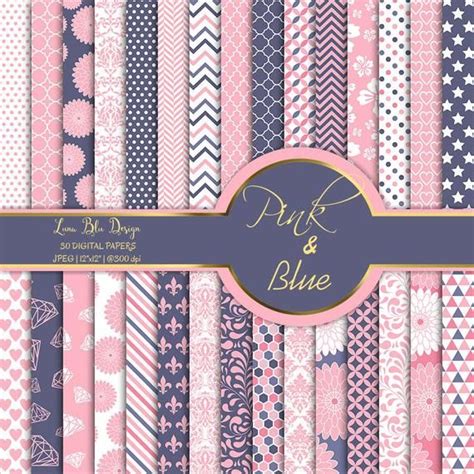 Pink And Blue Digital Paper Pack Pink And Blue Scrapbook Etsy