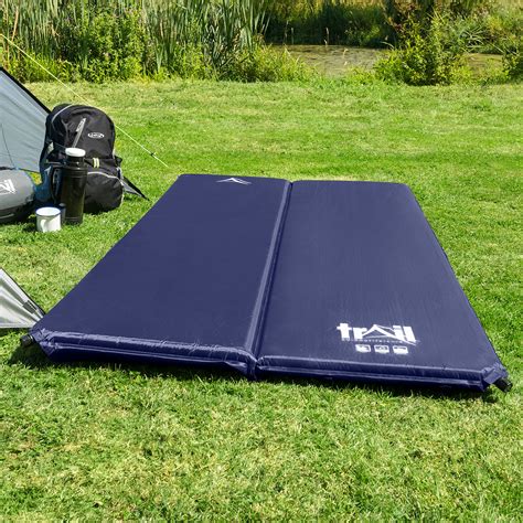 Double Camping Mat Self Inflating Inflatable Roll Mattress Extra Thick 5cm Trail Ebay