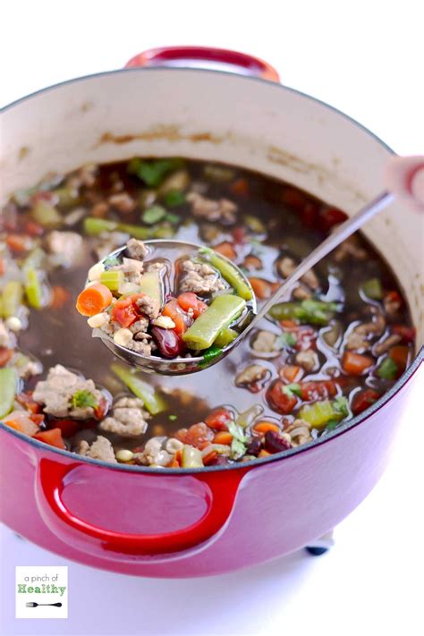 A great weeknight dinner recipe. Turkey Vegetable Soup - A Pinch of Healthy