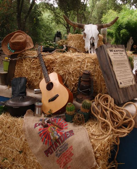 Western Theme Must Haves Guitar Cowboy Hats Rope Sacks Hay Bales