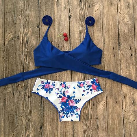 2019 sexy floral print micro bikini set women halter bikini brazilian thong swimwear biquinis