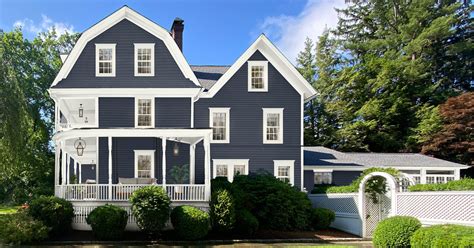 Stylish And Timeless Navy Blue House Black Shutters See Photos
