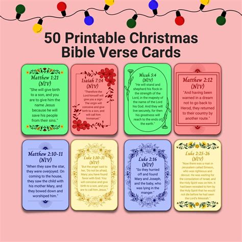 Printable Christmas Bible Verse Cards Bible Study Tools Etsy