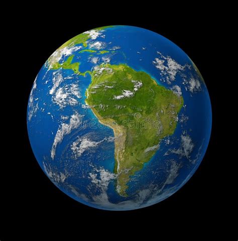 South America Earth Globe Planet On Black Stock Illustration