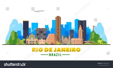 Rio De Janeiro Brazil Skyline Panorama Stock Vector Royalty Free