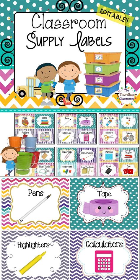 Labels Chevron Polka Dots Theme Classroom Decor Kindergarten