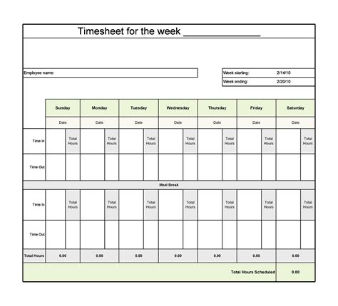 Timesheet Template Excel Download Collection