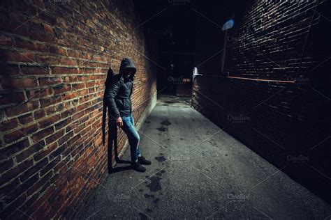 Suspicious Man In Dark Alley High Quality People Images ~ Creative Market