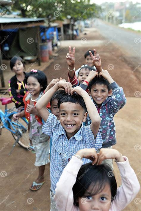 Happy Poor Smile Children In Asia Village Editorial Photography Image
