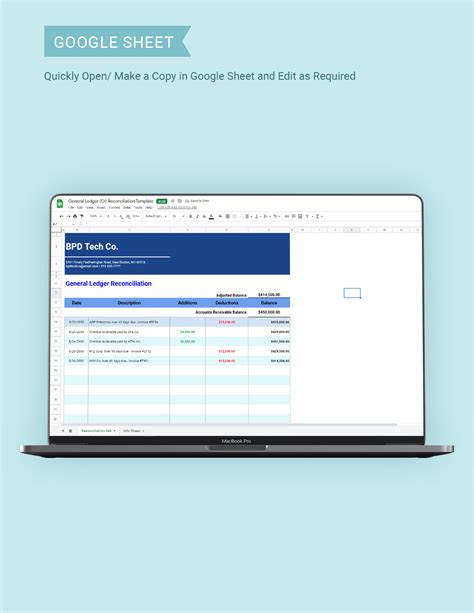 General Ledger Gl Reconciliation Template Google Sheets Excel