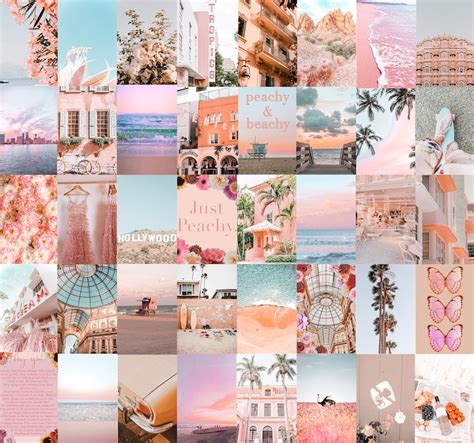 Soft Pink Digital Collage Kit Digital Peachy Pink Aesthetic Etsy
