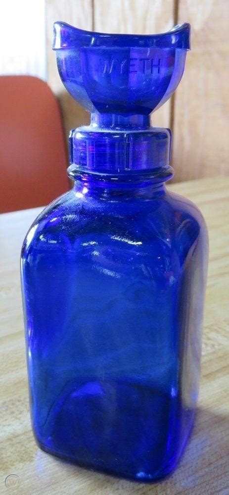 Vintage Wyeth Cobalt Blue Eye Wash Cup And Medicine Bottle 1884602293