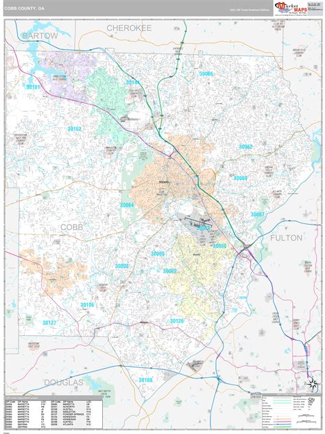 Cobb County Ga Wall Map Premium Style By Marketmaps Mapsales