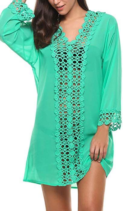 avidlove womens sheer lace beach cover up deep v chiffon beachwear blouse bikini chiffon