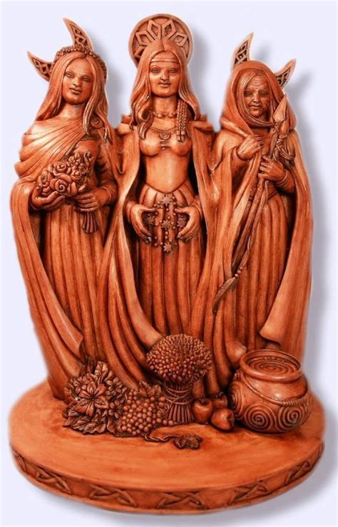 Maid Mother Crone Triple Goddess Pagan Wicca Wood Look Finish Statue