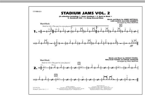 Stadium Jams Vol 2 Cymbals Sheet Music Paul Murtha Marching Band