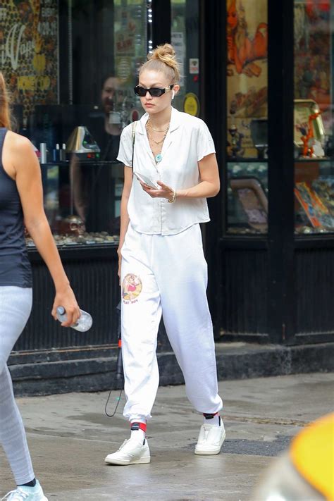 Gigi Hadid Looks Casual Chic In All White As She Steps Out For A Stroll