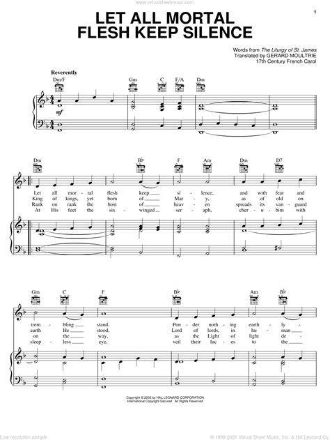 Let All Mortal Flesh Keep Silence Sheet Music For Voice Piano Or Guitar