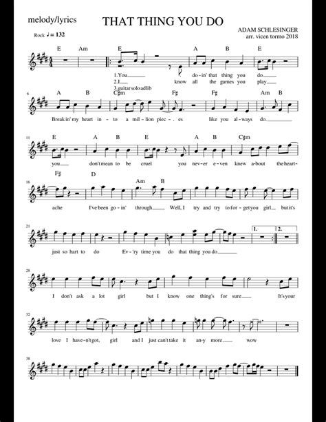 That Thing You Do Sheet Music For Piano Download Free In Pdf Or Midi
