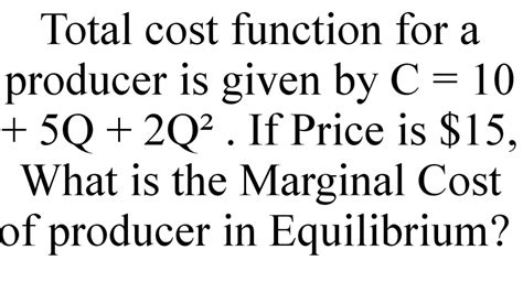Finding Marginal Cost From Given Total Cost Function Youtube