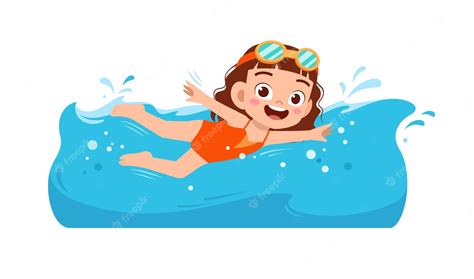 Милая маленькая девочка плавает под водой на летних каникулах Премиум