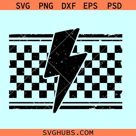 Grunge Checkered Lightning Bolt Svg Checkered Lightning Bolt Svg