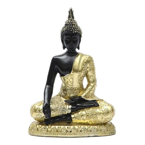 Assis Bouddha Statue Bouddhisme Thai Méditer Prier Figurines Faites À