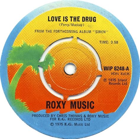 Roxy Music Love Is The Drug 1975 Cbs Pressing Push Out Centre