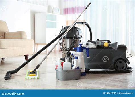 Professional Cleaning Supplies And Equipment Stock Photo Image Of