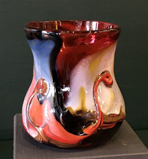 Blown Glass Wine Cup By Artist George Watson Black Blue Etsy