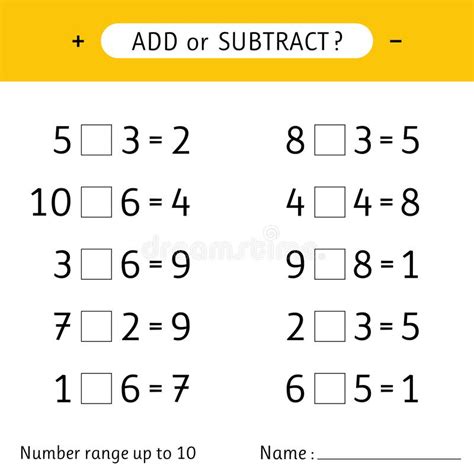 Add Or Subtract Number Range Up To 20 Mathematical Exercises