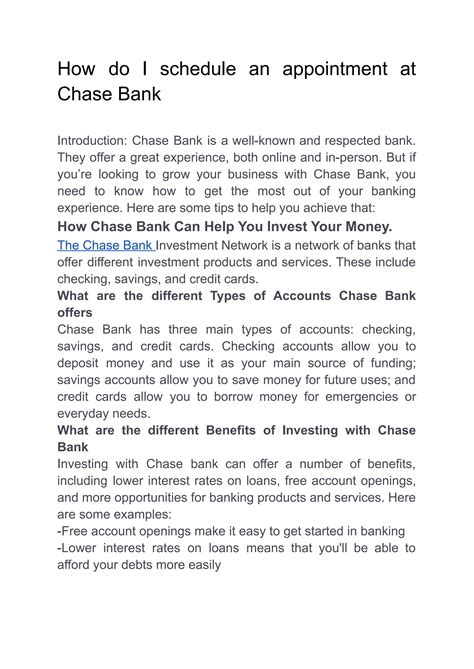 Chase Bank Schedule Appointment