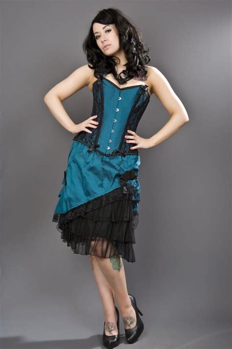 Chantelle Overbust Burlesque Corset In Tropical Green Taffeta With Lace