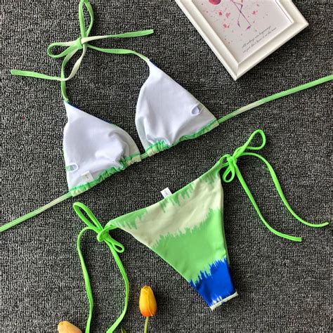 Bikinis Set Green Micro Bikini Thong Sexy Swimsuit 2021 String Bathing