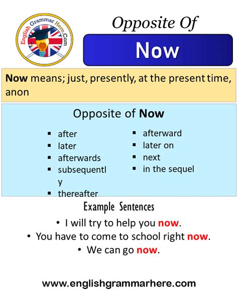Opposite Of Now Antonyms Of Now Meaning And Example Sentences
