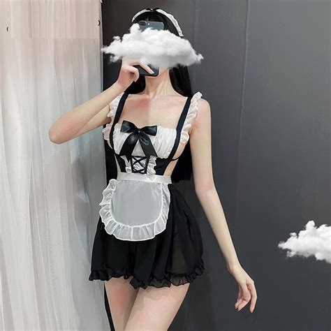 Avental Roupa Fantasia Empregada Cosplay Maid Sexy Lingerie Erótica Shopee Brasil