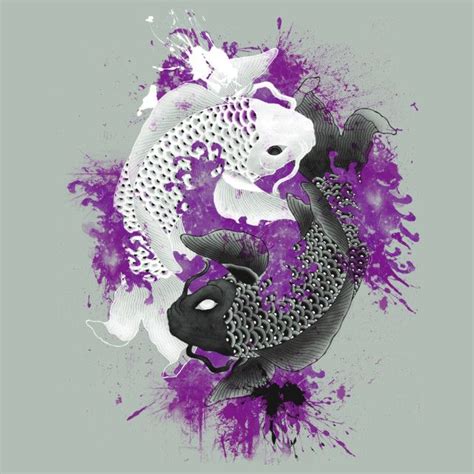 Yin Yang Koi Fish With Purple Splatter Yin Yang Koi Japanese Koi