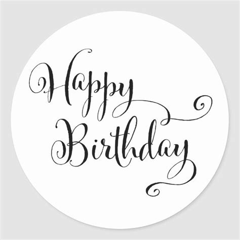 Happy Birthday Typography Classic Round Sticker Happy