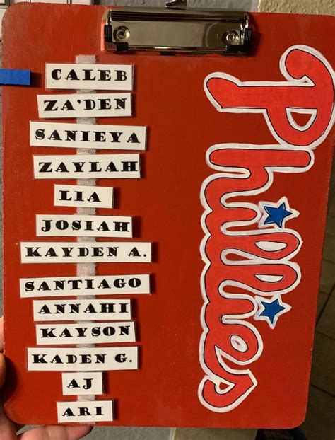 Baseball Batting Line Up Board With Velcro Names To Move Around Each